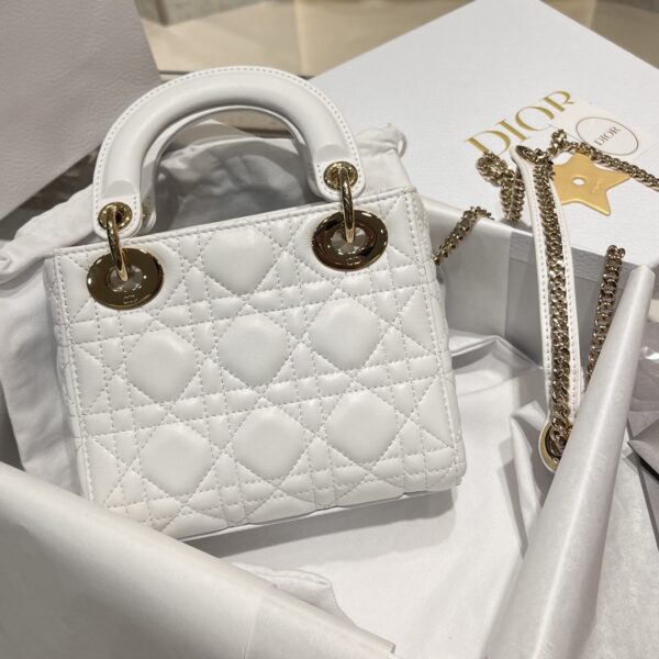 DIOR Mini Lady Dior Bag Latte Pearlescent Cannage Lambskin