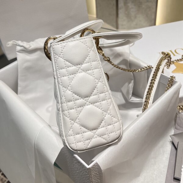 DIOR Mini Lady Dior Bag Latte Pearlescent Cannage Lambskin