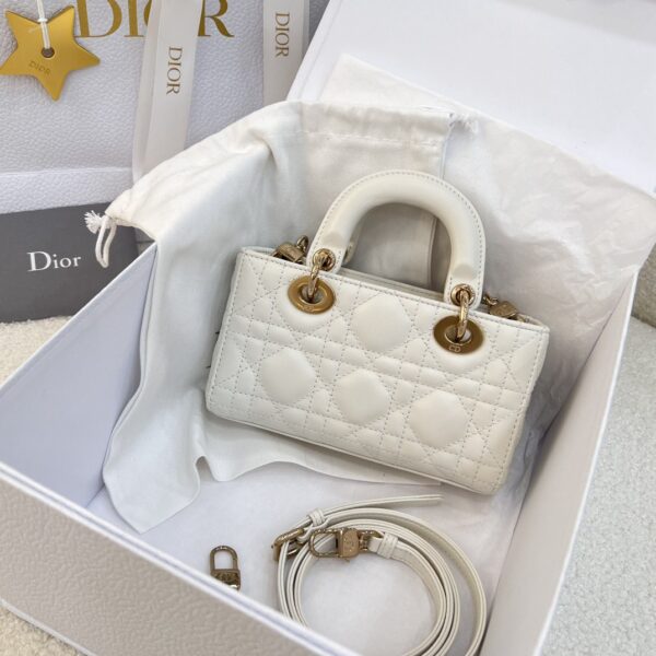 DIOR Micro Lady D-Joy Bag Cannage Lambskin White
