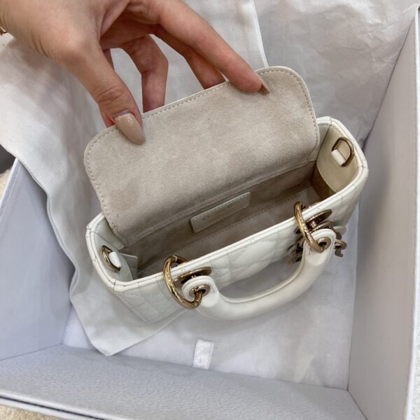 DIOR Micro Lady D-Joy Bag Cannage Lambskin White