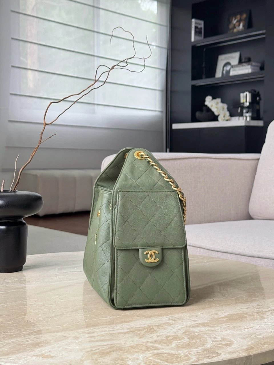 IMG_4257 CHANEL 25Bag Caviar leather In Green - 图片 4