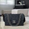 CHANEL Vintage Denim Bag Underarm Chain Messenger Silver Hardware