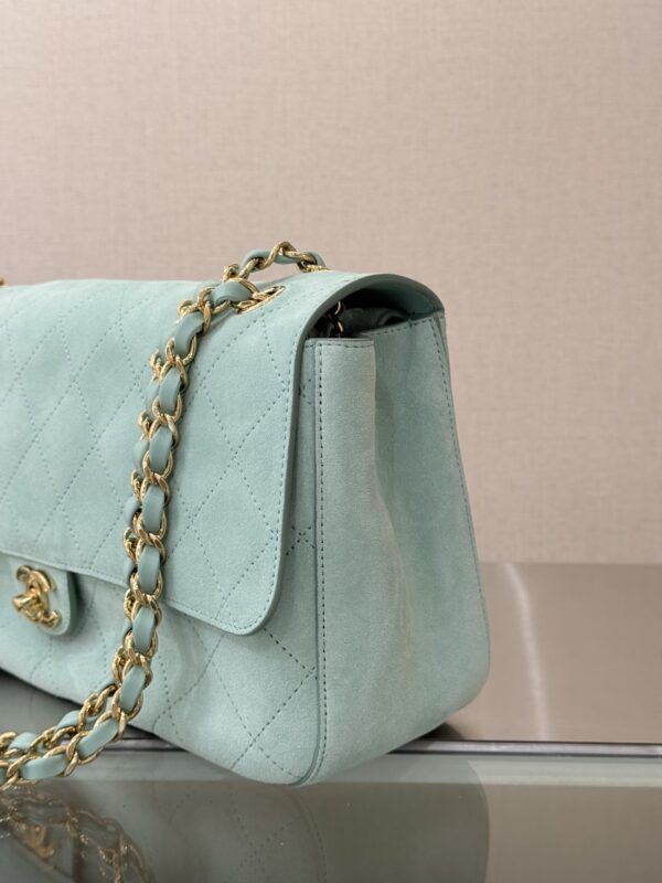 CHANEL Suede Calfskin Small Souplissimo Maxi Flap Green
