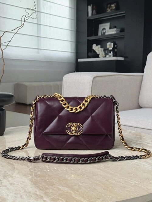 chanel shiny calfskin 19flap bags