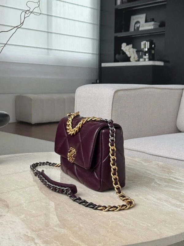 chanel shiny calfskin 19flap bags