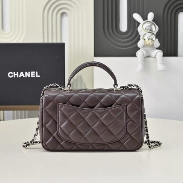 CHANEL Classic Flap CF MINI Handle – Lambskin Chocolate Color