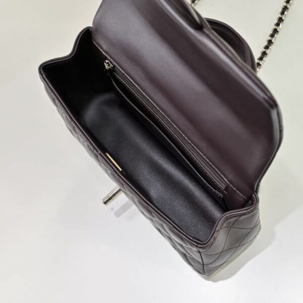 CHANEL Classic Flap CF MINI Handle – Lambskin Chocolate Color