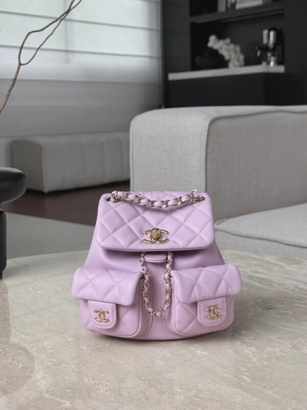 CHANEL Duma Drawstring Backpack Two Pokect Caviar