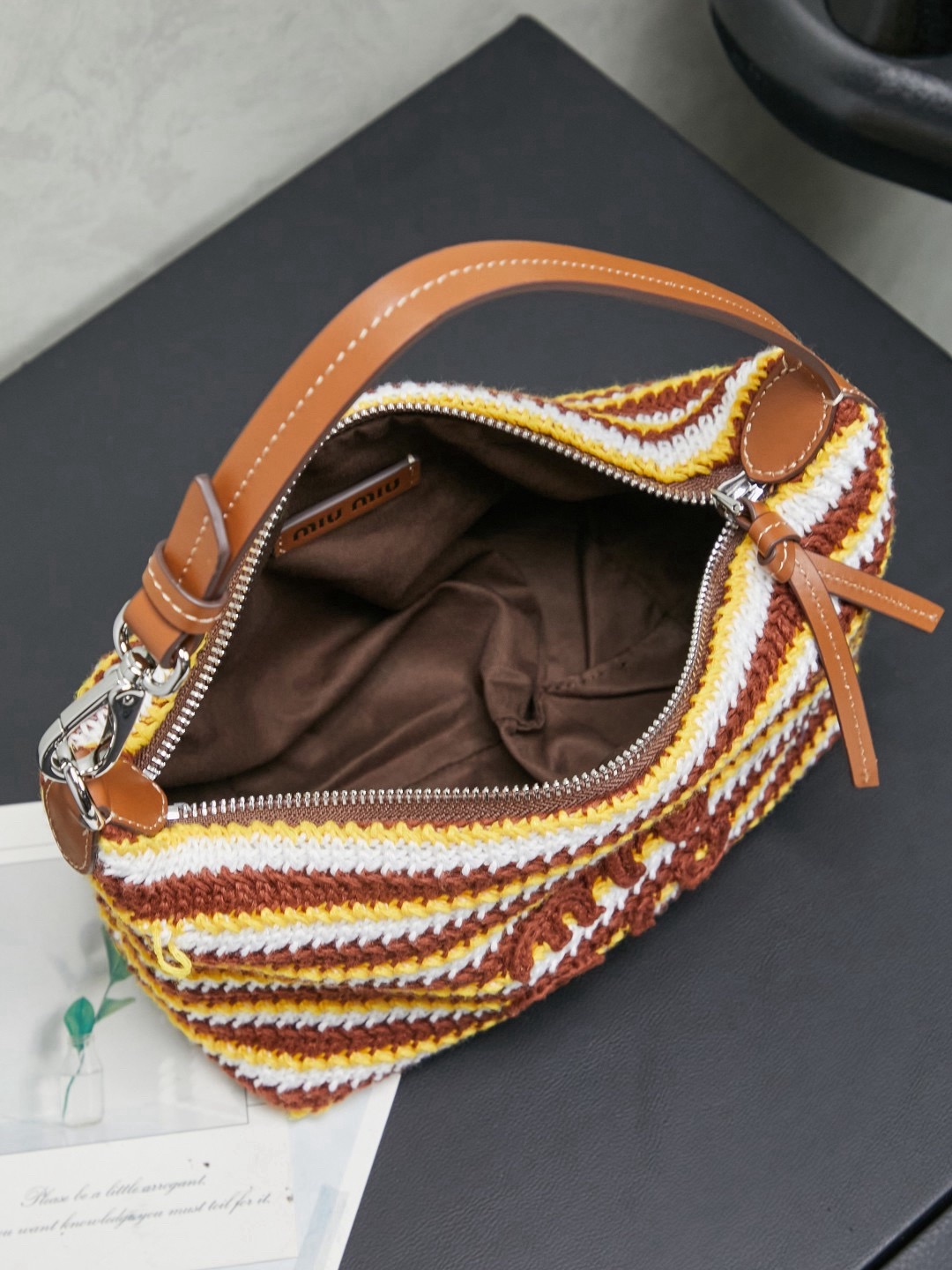 IMG_4816 MIUMIU Crochet pouch Cognac/Yellow - 图片 5
