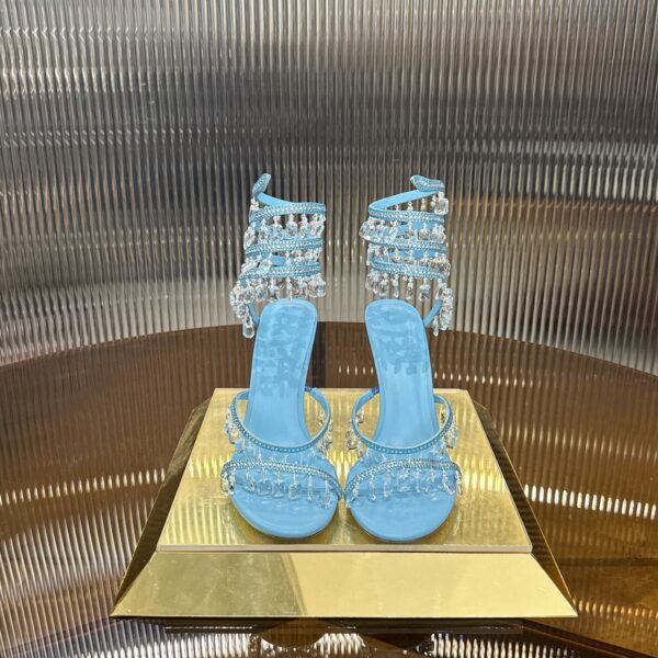 RENE  CAOVILLA Chandelier crystal-embellished leather sandals