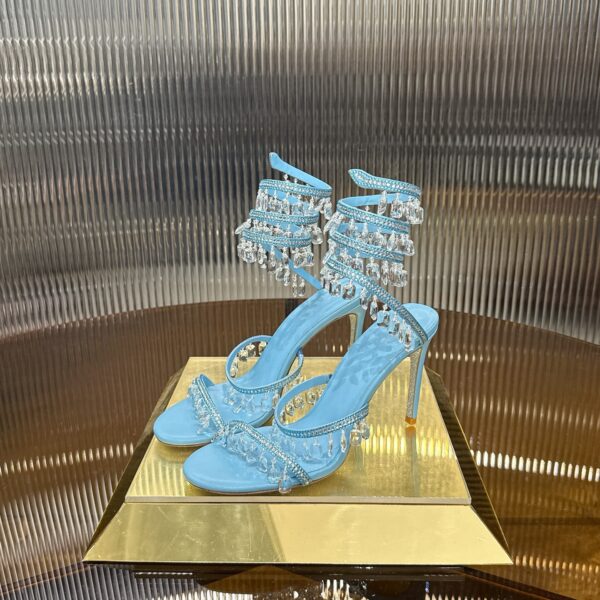 RENE  CAOVILLA Chandelier crystal-embellished leather sandals