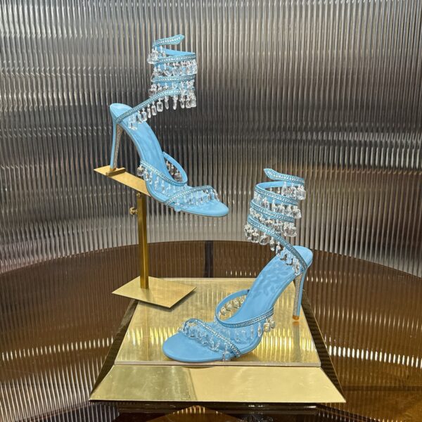 RENE  CAOVILLA Chandelier crystal-embellished leather sandals