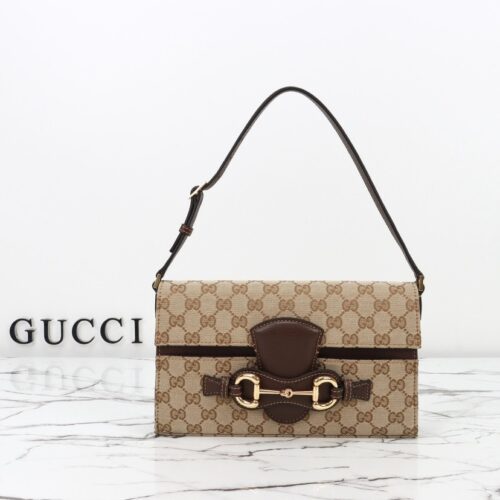 IMG_5153 GUCCI GG Canvas Horsebit Shoulder Bag
