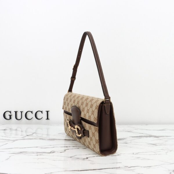 GUCCI GG Canvas Horsebit Shoulder Bag