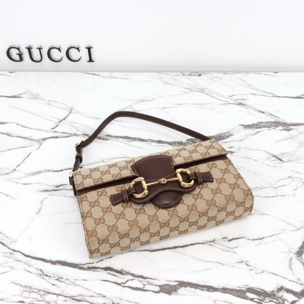 GUCCI GG Canvas Horsebit Shoulder Bag