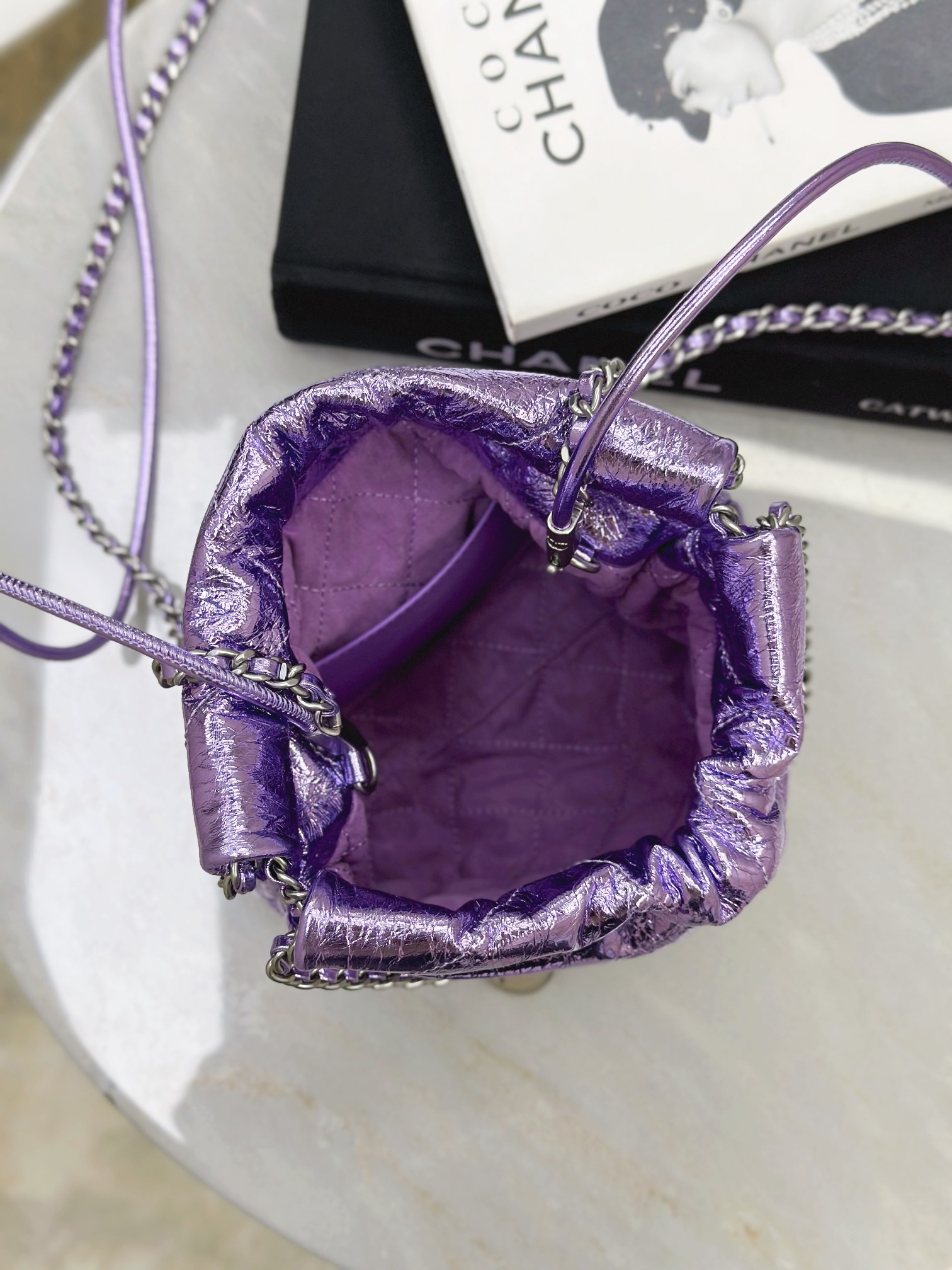 IMG_5254 CHANEL Metallic Calfskin Quilted Mini 22bag - 图片 7