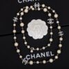 CHANEL Necklace Metal, Glass & Strass  Silver & Pearly White