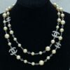 chanel necklace metal, glass & strass silver & pearly white