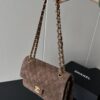 CHANEL Vintage Classique Flap Medium Handbag Suede Leather