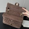 CHANEL Vintage Classique Flap Medium Handbag Suede Leather