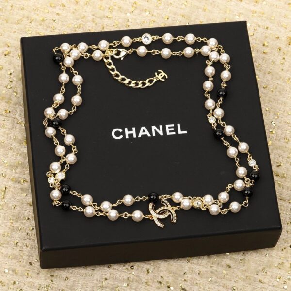 IMG_5556 CHANEL Pearl/Black Beads CC Baroque Sautoir Necklace