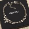 CHANEL Multi-layer bow embossing Necklace