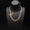 CHANEL Multi-layer bow embossing Necklace