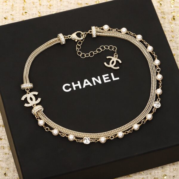 CHANEL Crystal, Imitation Pearl and Gold Metal Double Strand Choker