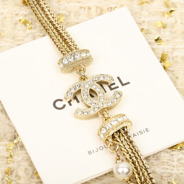CHANEL Crystal, Imitation Pearl and Gold Metal Double Strand Choker