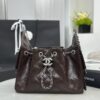 CHANEL 25 Small Handbag Shiny Crumpled Calfskin Dark Brown