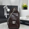 CHANEL 25 Small Handbag Shiny Crumpled Calfskin Dark Brown