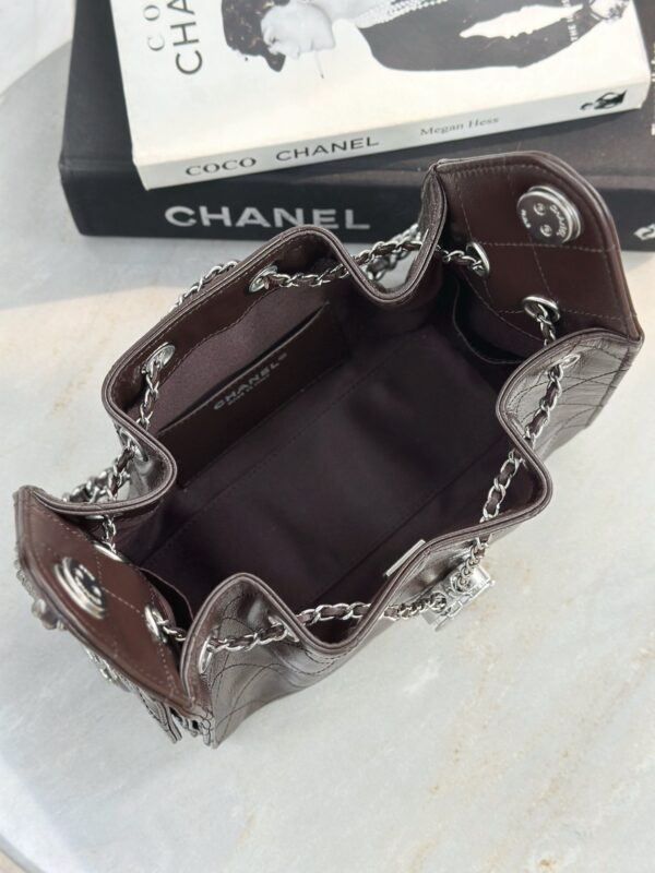CHANEL 25 Small Handbag Shiny Crumpled Calfskin Dark Brown