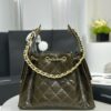 CHANEL 25 Small Handbag Shiny Crumpled Calfskin Khaki