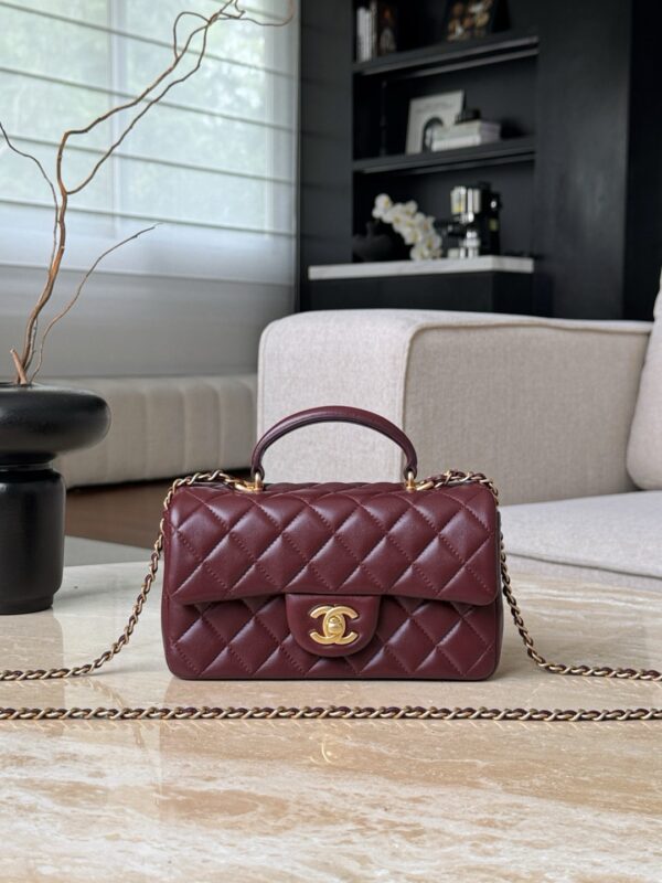 CHANEL MINI Classic Handbag With Top Handle Lambskin