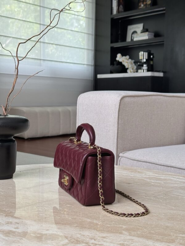 CHANEL MINI Classic Handbag With Top Handle Lambskin