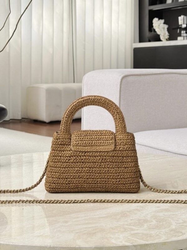 CHANEL Mini shopping bag, Braided raffia