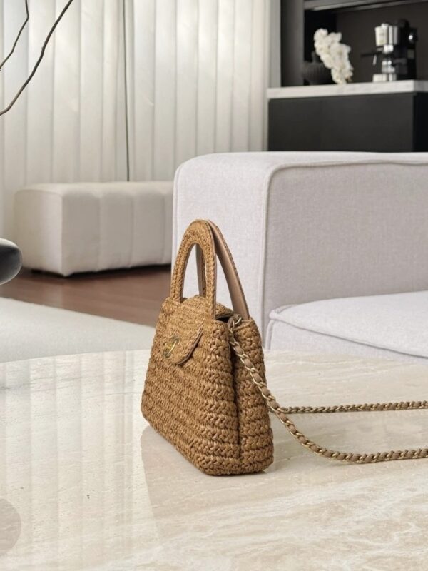 CHANEL Mini shopping bag, Braided raffia