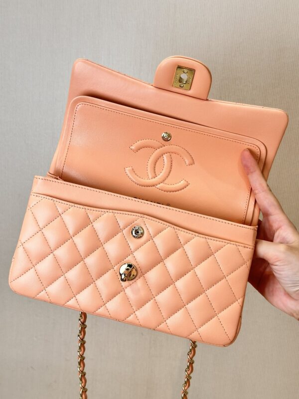 CHANEL Lambskin Classic Flap Light Orange