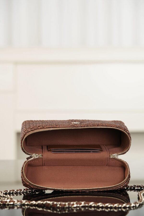 CHANEL Classic Vanity with Chain Braided Raffia Brown