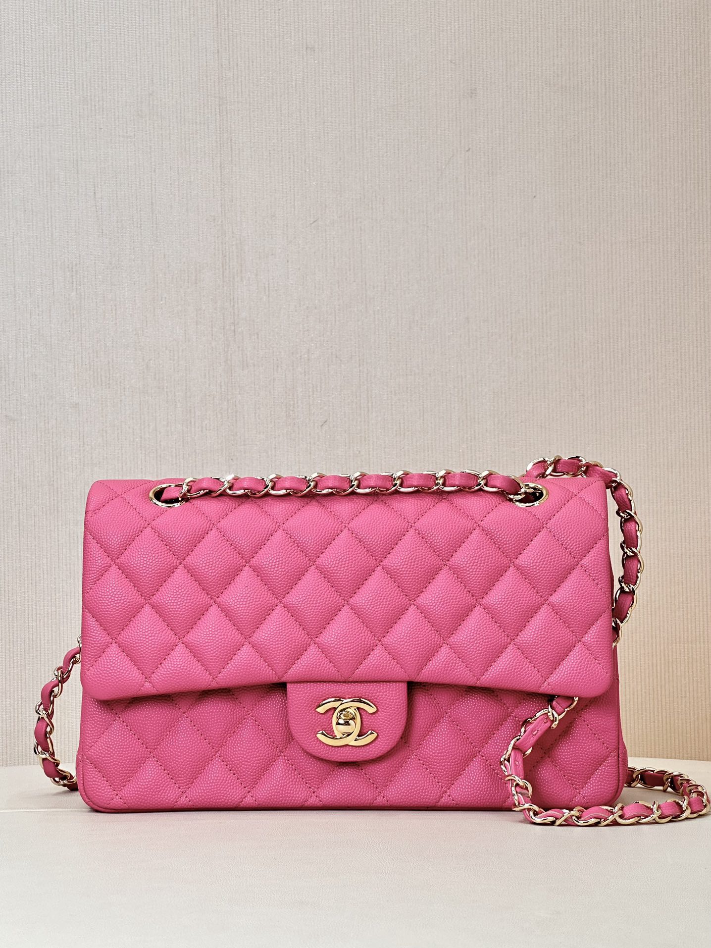 IMG_6141 CHANEL Classique Flap Medium Handbag Champagne Gold Hardware - 图片 2