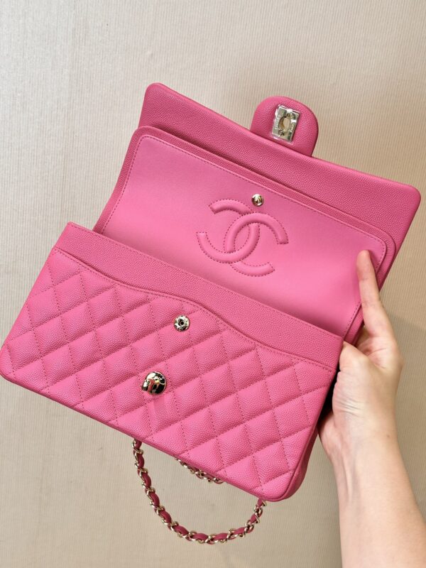 CHANEL Classique Flap Medium Handbag Champagne Gold Hardware