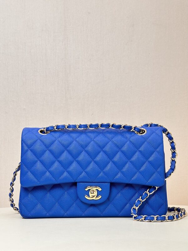 CHANEL Caviar Quiltedl Double Flap Blue