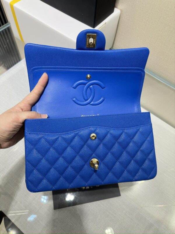 CHANEL Caviar Quiltedl Double Flap Blue