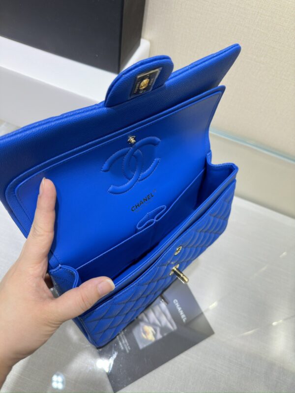 CHANEL Caviar Quiltedl Double Flap Blue