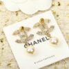 CHANEL Pale Gold Metal, Crystal And Pearl CC Drop Earrings