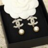 CHANEL Pale Gold Metal, Crystal And Pearl CC Drop Earrings
