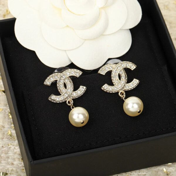 CHANEL Pale Gold Metal, Crystal And Pearl CC Drop Earrings