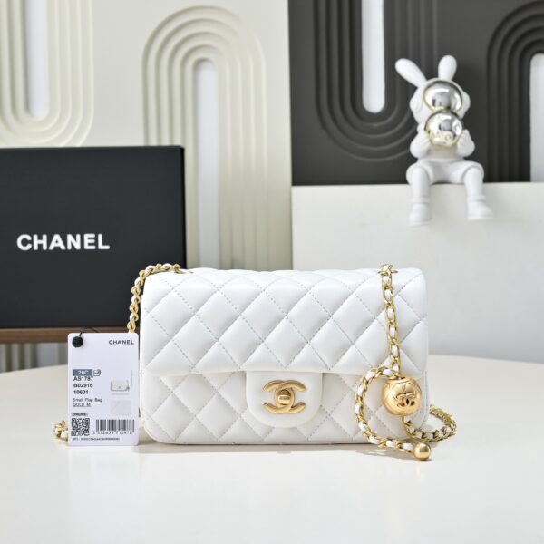 CHANEL Classic Flap CF with Gold Ball Charm - 20cm