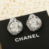 CHANEL 25A Solid-Color Openwork Pavé Design Metal Stud Earrings for Women