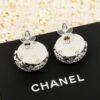 CHANEL 25A Solid-Color Openwork Pavé Design Metal Stud Earrings for Women